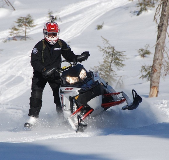 SNOWMOBILING THE BACKCOUNTRY IN GASPESIE QUEBEC
